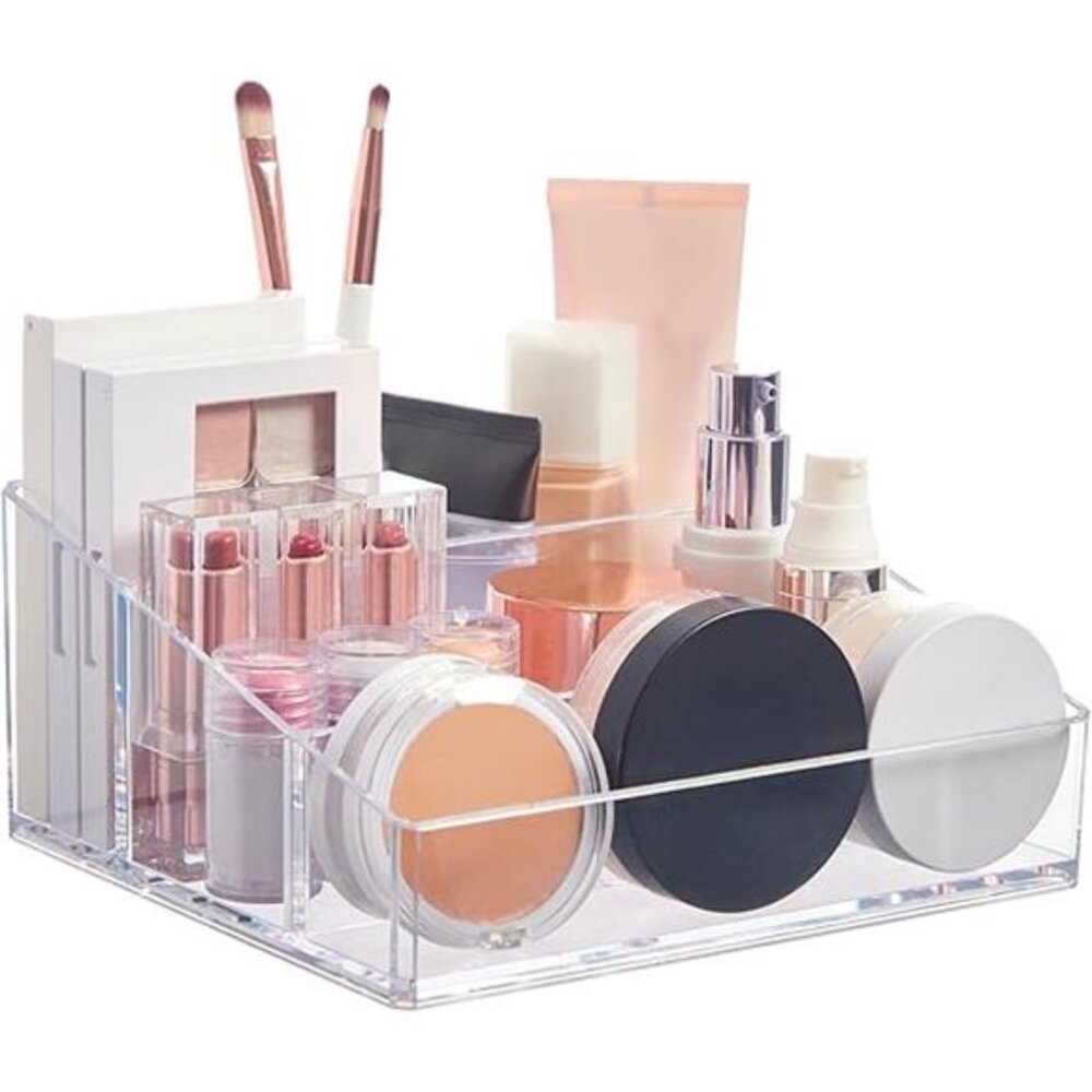 Clear Plastic Small Countertop Vanity Makeup Organizer, Compact Rectangular - Picture 7 of 7